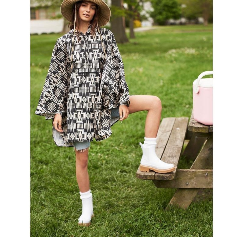 Patagonia Geometric Black and White Rain Poncho (packable)